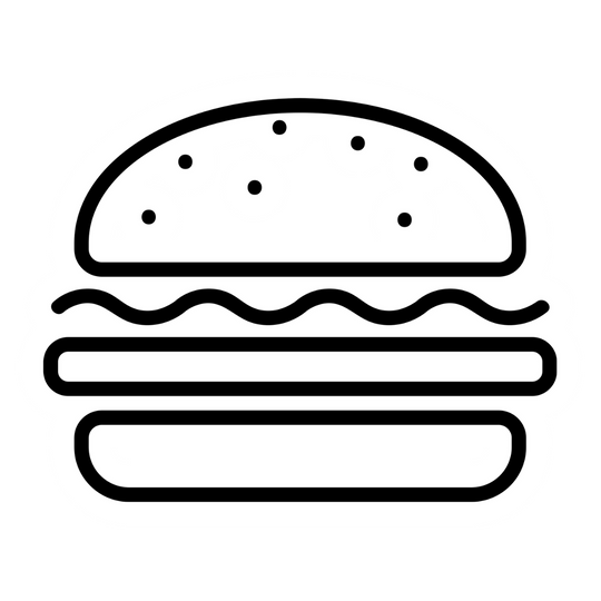 Black and white cheeseburger icon with lettuce