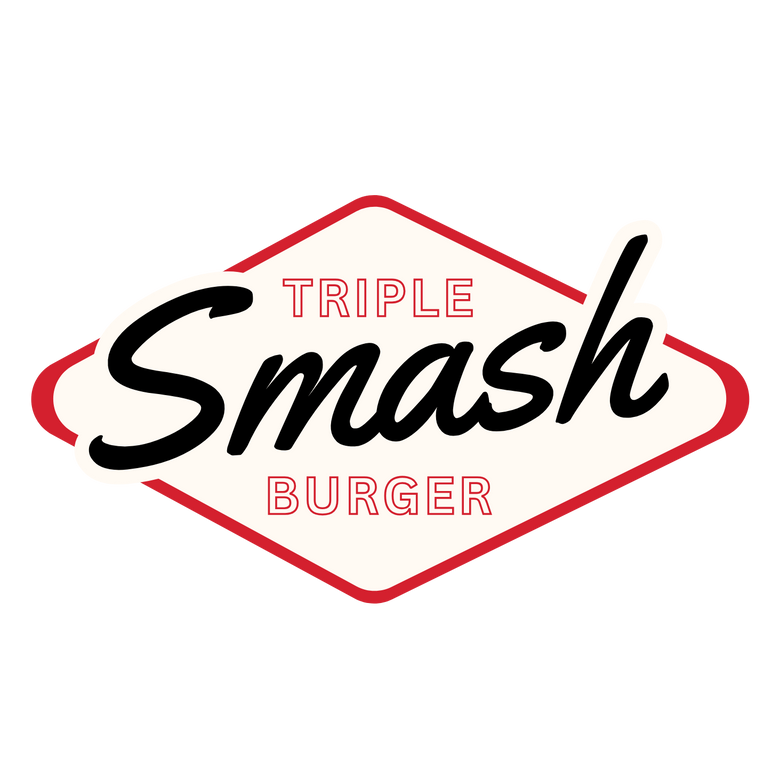 vintage diamond icon with handwritten triple smash burger font